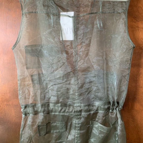 Zara Olive Green Sleeveless Jumpsuit - Picture 5 of 7